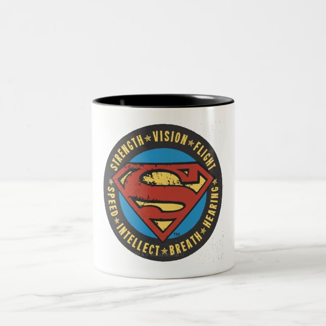 Superman Stylised | Strength Vision Flight Logo Two-Tone Coffee Mug (Center)