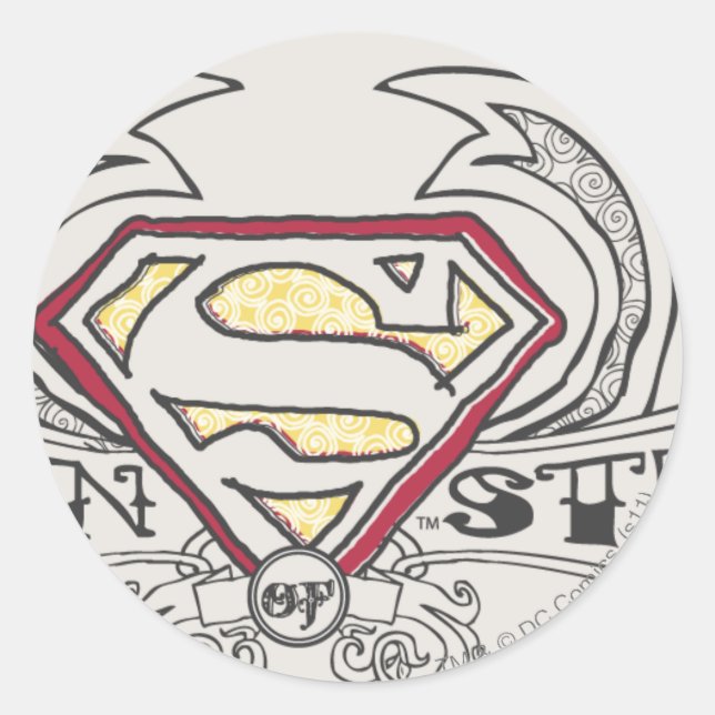 Superman Stylised | Texture Logo Classic Round Sticker (Front)