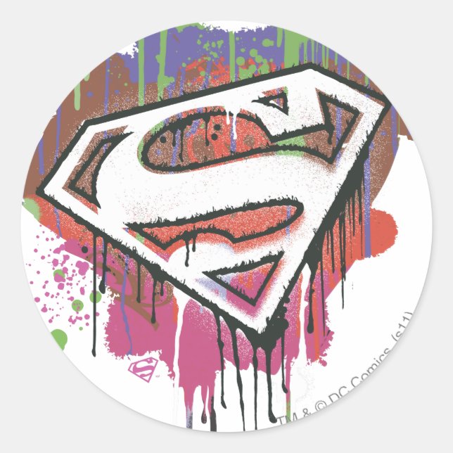 Superman Stylised | Twisted Innocence Logo Classic Round Sticker (Front)