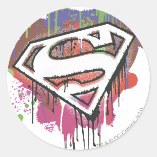 Superman Stylised   Twisted Innocence Logo Classic Round Sticker