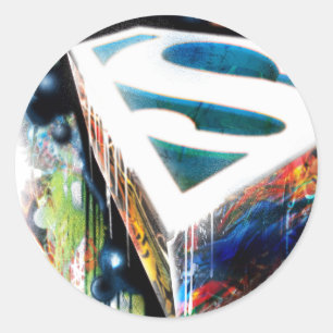 Superman Stylised Urban Graffiti Logo Classic Round Sticker