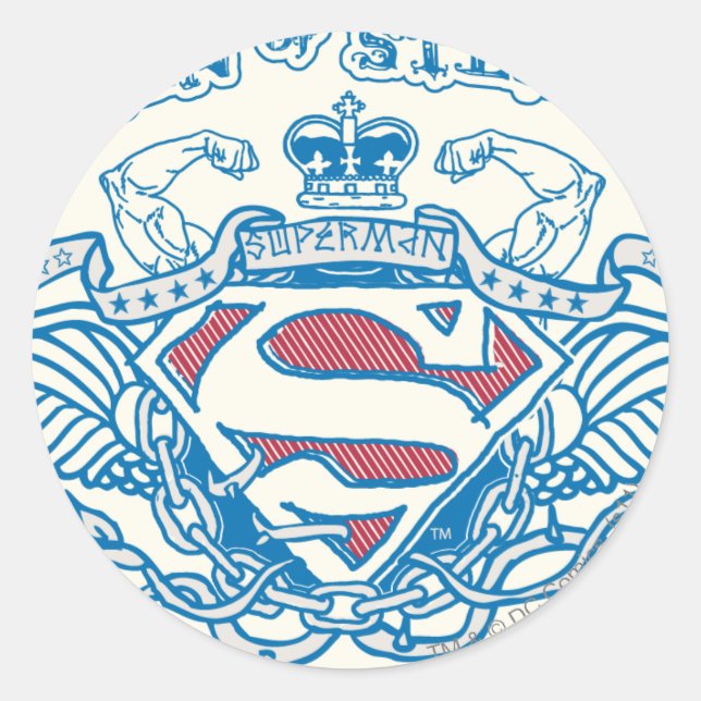Superman Stylised | Wings and Arms Logo Classic Round Sticker (Front)