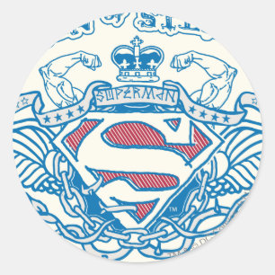 Superman Stylised   Wings and Arms Logo Classic Round Sticker