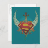 Superman Stylised | Wings Teal Background Logo Postcard (Front/Back)