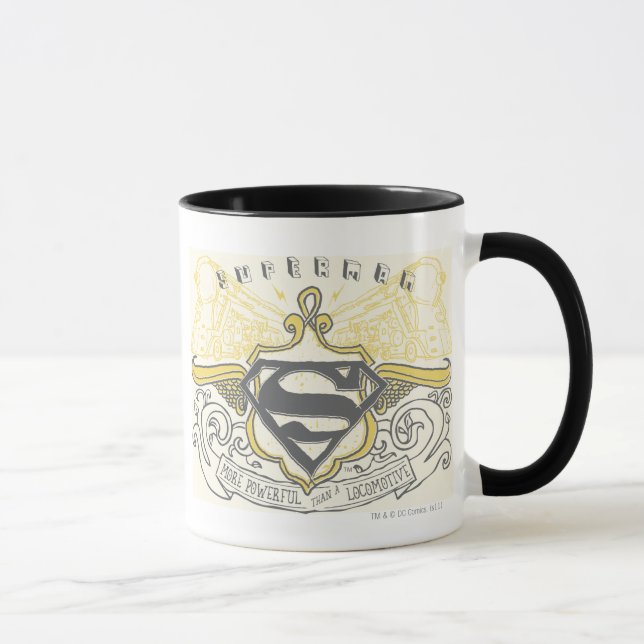 Superman Stylised | Yellow Drawn Trains Logo Mug (Right)