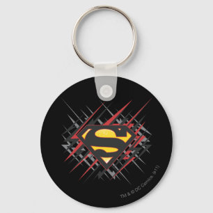 Superman Stylized Black and Red Strikes Logo Key Ring