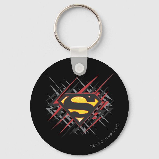 Superman Stylized | Black and Red Strikes Logo Key Ring (Front)