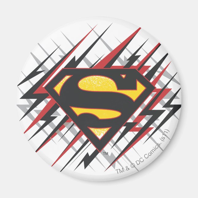 Superman Stylized | Black and Red Strikes Logo Magnet (Front)