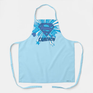 Superman Stylized   Blue Shield Hearts Logo Apron