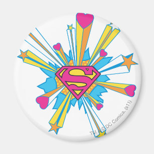 Superman Stylized Pink with Hearts Logo Magnet