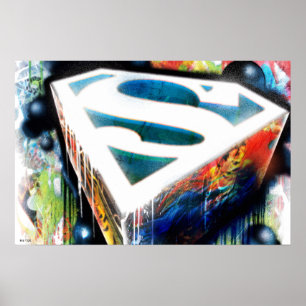 Superman Stylized   Urban Graffiti Logo Poster
