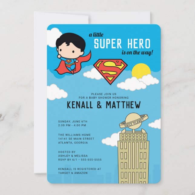 Superman Super Hero Baby Shower Invitation (Front)