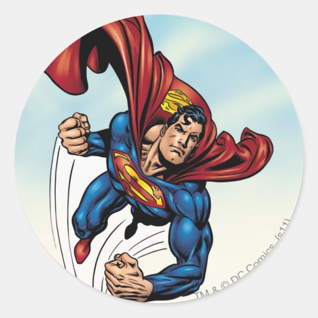 Superman swift through the air classic round sticker (Front)