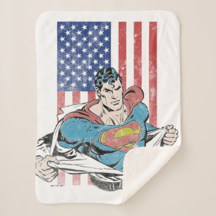 Superman & US Flag Sherpa Blanket