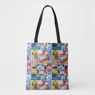 Superman Valentine's Day   Comic Book Collage Tote Bag