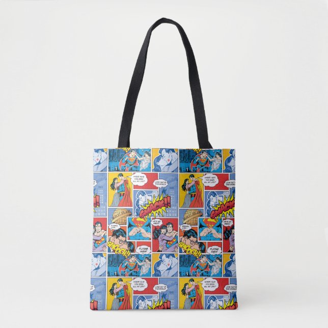 Superman Valentine's Day | Comic Book Collage Tote Bag (Front)