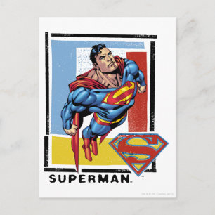 Superman with colourful background postcard
