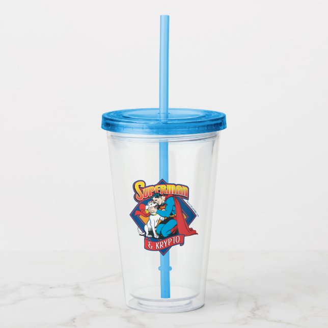 Superman with Krypto Acrylic Tumbler (Front)