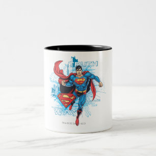 Superman with Logo Two-Tone Coffee Mug