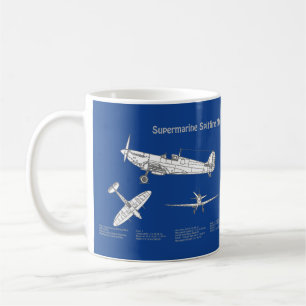 Supermarine Spitfire - Aeroplane Blueprint ABD Coffee Mug
