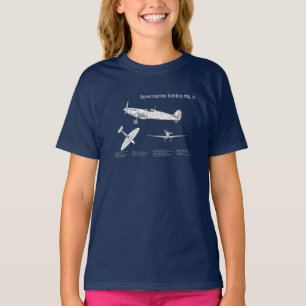 Supermarine Spitfire - Aeroplane Blueprint ABD T-Shirt