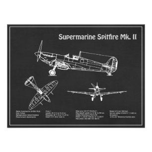 Supermarine Spitfire - Aeroplane Blueprint PD Photo Print