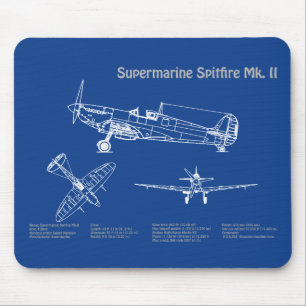 Supermarine Spitfire - Airplane Blueprint AD Mouse Mat