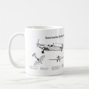 Supermarine Spitfire - Airplane Blueprint BD Coffee Mug