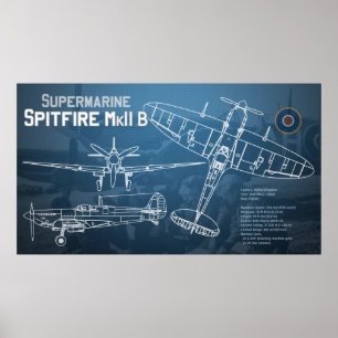 Supermarine Spitfire MK II Blueprint Poster