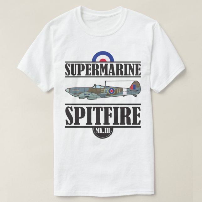 Supermarine Spitfire Vintage Aviation WWII Plane T-Shirt (Design Front)