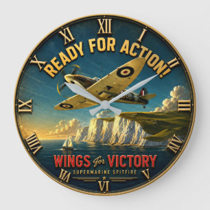 Supermarine Spitfire WWII Aviation Military Aircra Large Clock