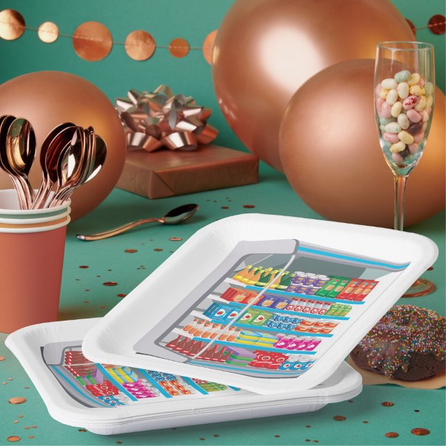 Supermarket Dairy Fridge Paper Plate (Creator Uploaded)