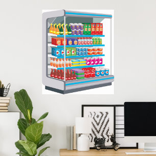 Supermarket Dairy Fridge Poster