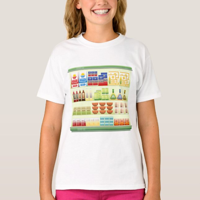 Supermarket Goods Shelf Girls T-Shirt (Front)