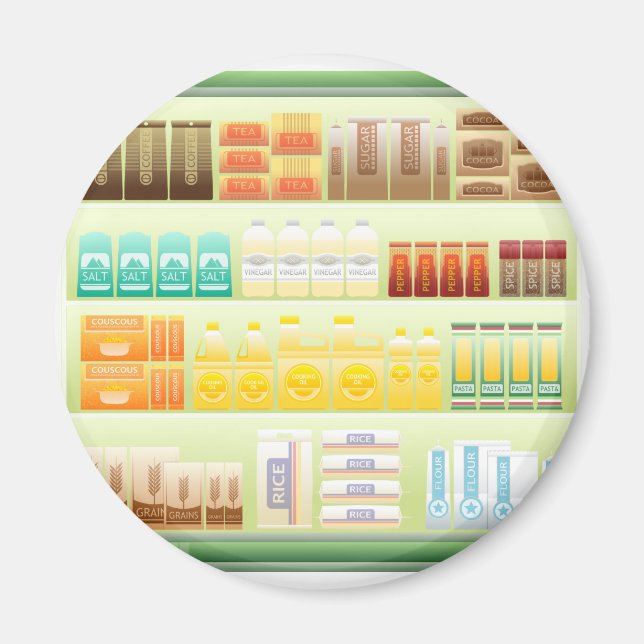 supermarket shelf coffee tea grains magnet (Front)