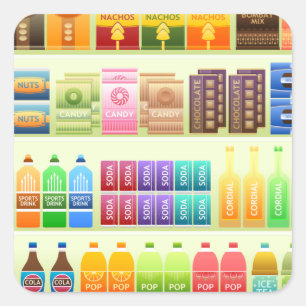 supermarket shelf products snacks square sticker