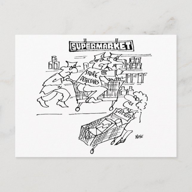 Supermarket Store Detectives Funny Postcard (Front)