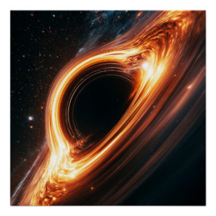 Supermassive Black Hole Accretion Disc Space Art Poster