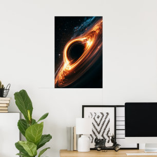 Supermassive Black Hole Accretion Disc Space Art Poster