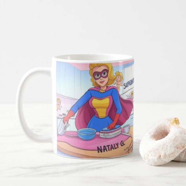 SUPERMOM Mug – Cute Superhero Gift for Mum (With Donut)