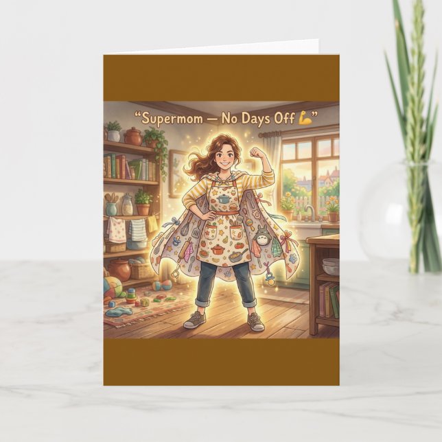 Supermom No Days Off Superhero Mum Card design  (Front)
