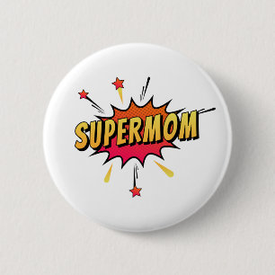 Supermom Retro Comic Pop Art   Pin Button