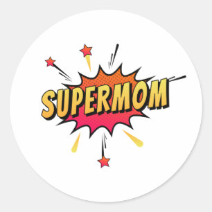 Supermom Retro Comic Pop Art Sticker