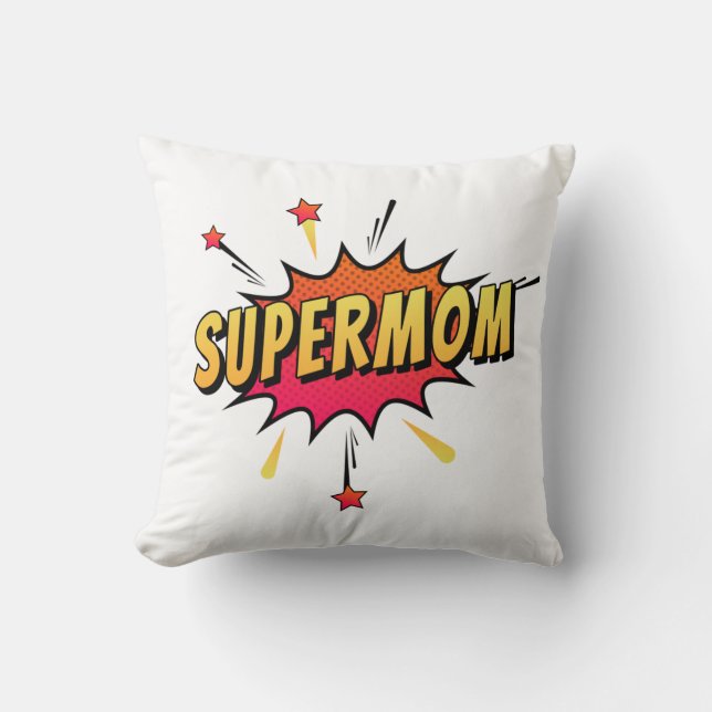 Supermom Retro Comic Pop Art | Throw Pillow (Front)