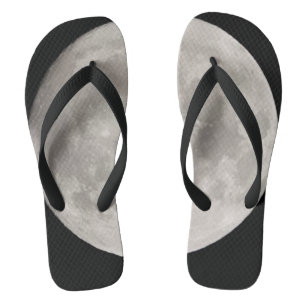 Supermoon in black sky flip flops