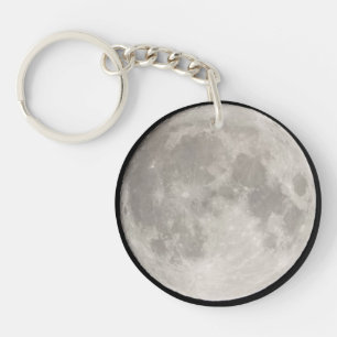 Supermoon in black sky key ring