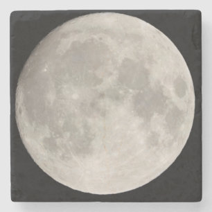 Supermoon in black sky stone coaster