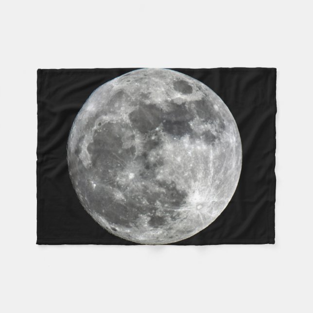 Supermoon Moon Fleece Blanket (Front (Horizontal))