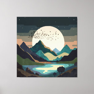Supermoon On The Lake Canvas Print
