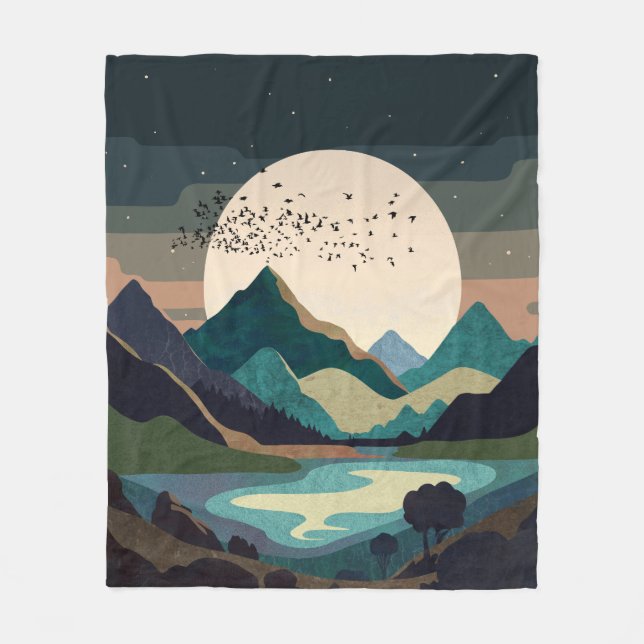 Supermoon On The Lake Fleece Blanket (Front)